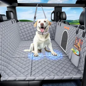 XXL Dog Car Seat Cover for Back Seat Hard Bottom, Truck Pet Back Seat Extender, 100% Waterproof&Scratchproof Backseat Protector, Nonslip Dog Bed Hammock for Pickup Truck Car Crew Cab F150 (Gray)