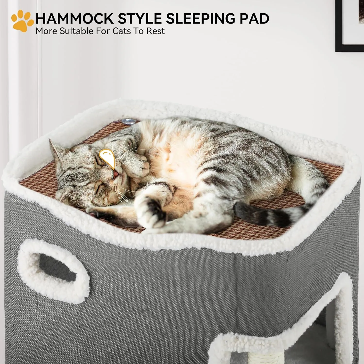 YITAHOME 2-Tier Cat House, Indoor Cat Cave Bed Playhouse, Covered Cat Beds & Furniture with Scratch Pad and Hideaway Cave, Cute Modern Cat Condo Furniture for Multi Small Cats, Grey