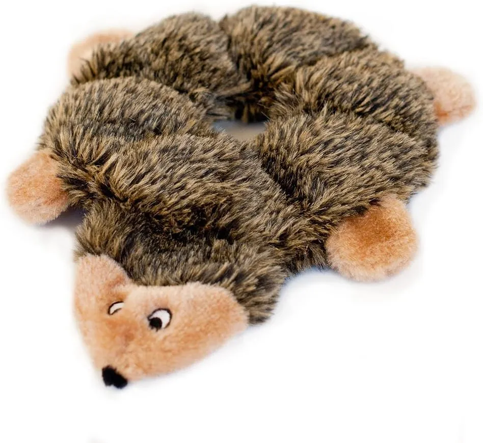 ZippyPaws Loopy - No Stuffing Dog Toys to Keep Them Busy, for Small, Medium, & Large Dogs, Squeaky Pet Toy for Boredom, Unstuffed Chew Toy, Soft Plush Puppy Products, Hedgehog - 10"