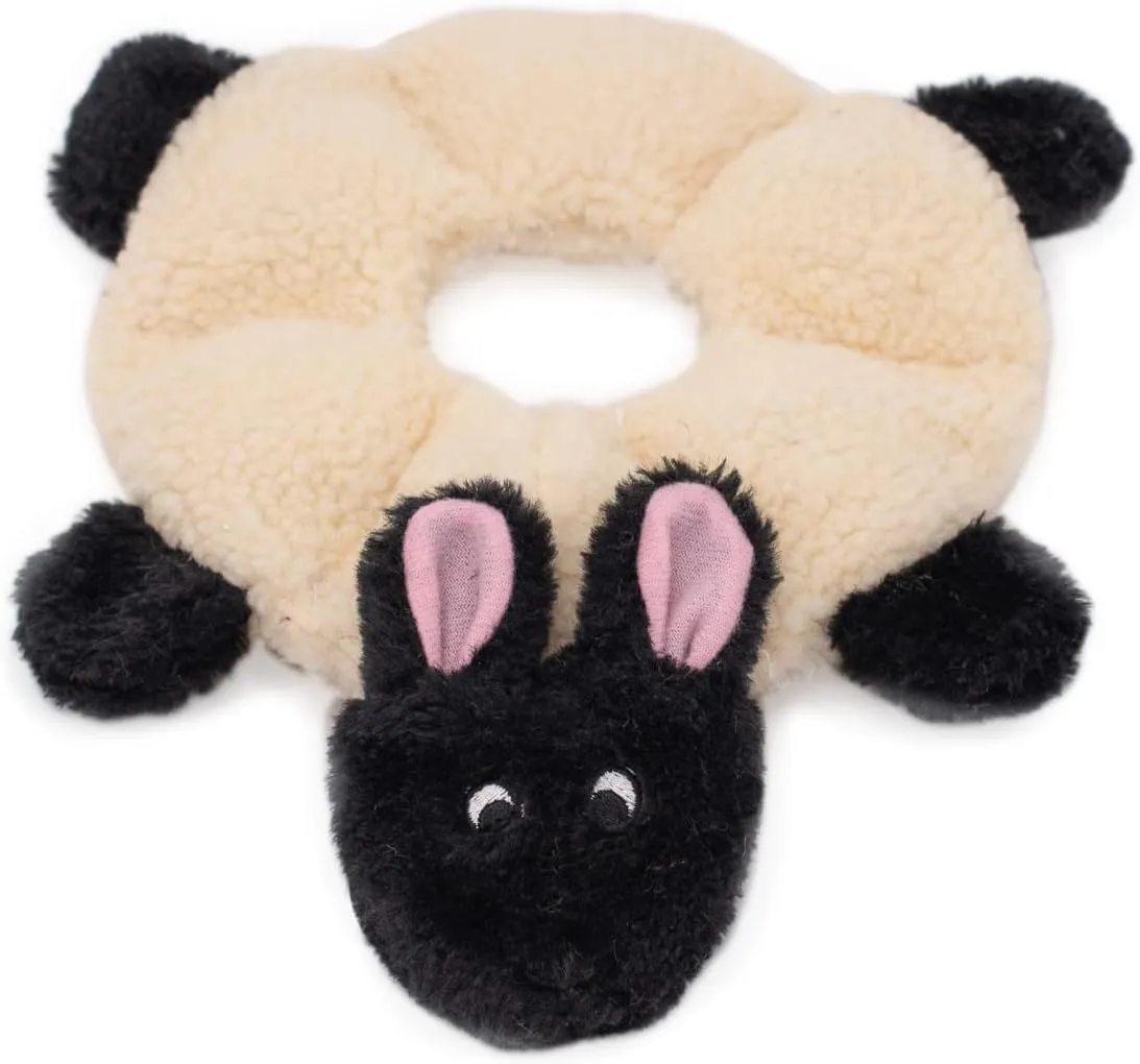 ZippyPaws Loopy - No Stuffing Dog Toys to Keep Them Busy, for Small, Medium, & Large Dogs, Squeaky Pet Toy for Boredom, Unstuffed Chew Toy, Soft Plush Puppy Products, Sheep - 10"